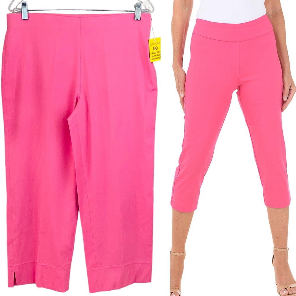 Krazy Larry NWT Barbiecore Pink Colorful Classic Pull On Stretch Crop Pant‎ Sz 6
